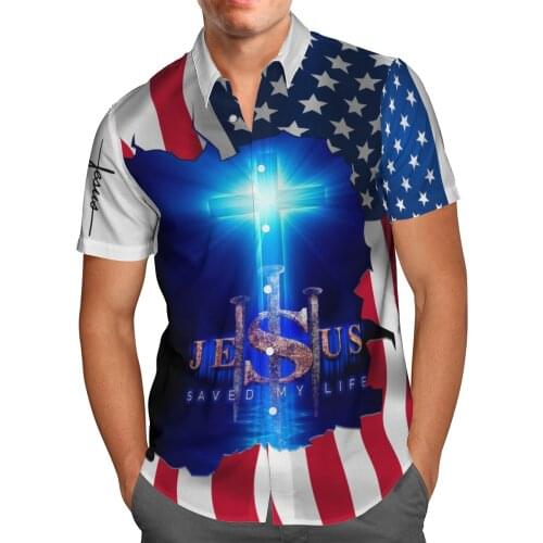 God Christian Jesus 3D Beach Hawaiian 2021 Summer Shirt Short Sleeve Shirt Streetwear Oversized 5XL Camisa Social Chemise Homme