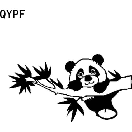 QYPF 15.2cm*8.7cm Interesting Panda Who Is Eating Bamboo With Relish Vinyl Car Decal Delicate Window Sticker C18-0373