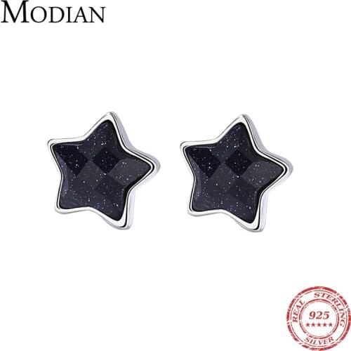 MODIAN New Design 100% 925 Sterling Silver Sparkling Star Galaxy Luminous Stud Earrings For Women Fashion Silver Jewelry
