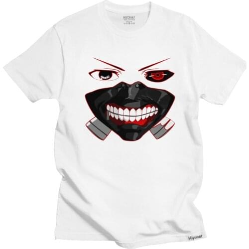 Fashion Mens Kaneki Ken T-Shirt Short Sleeve Cotton Tshirt Summer Tokyo Ghoul Tee Tops Japan Anime Manga T Shirt Apparel Gift