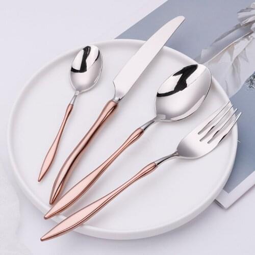 4-piece Western Tableware Rose Cutlery Set 304 Stainless Steel Cutlery Set Flying Steak Knife Western Golden Western Tableware