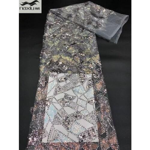 Madison Latest African Lace Fabric Embroiderey Handmade Beaded Lace French Tulle Lace Fabric For Nigerian Wedding Party