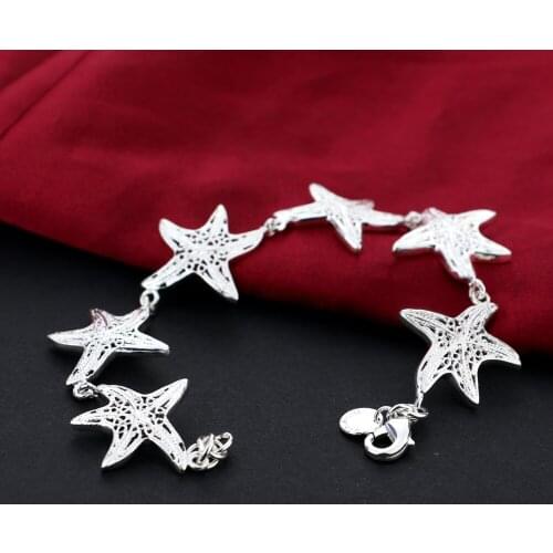 Charm new 925 Sterling Silver Bracelets for Women six starfish Chain Fashion Wedding Party Christmas Gifts lady fine Jewelry