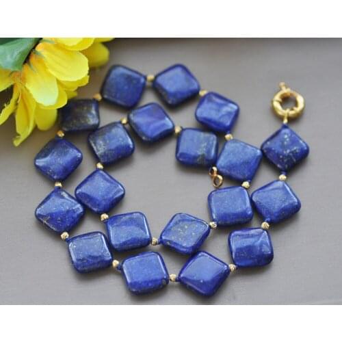 MTC·STAR Z10223 18"-33" 16mm Natural Square blue lapis lazuli Necklace