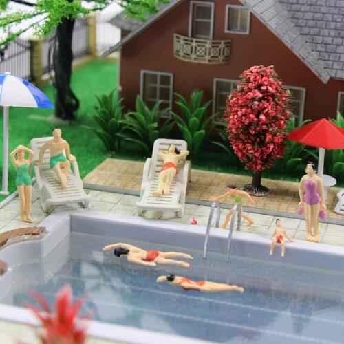 P75YY 20pcs Swimming People Figures 1:75 Beach Figures Scale OO Miniature Scenery Layout