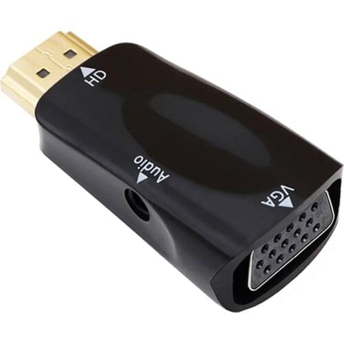 New Male To Female HDMI-compatible To VGA Adapter HD 1080P Audio Cable Converter for PC Laptop TV Box Computer Display Projector