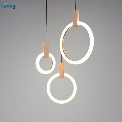 Nordic Solid Wood Ring Pendant Lights for Living Room Bedroom Study Hall modern Design lamp house indoor hanging light fixtures