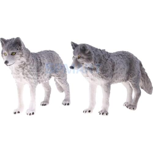 2 Pieces Realistic Wolf Animal Model Figure Figurine Action Figures Kid Children Educational Toy Home Decor Decoration Accs