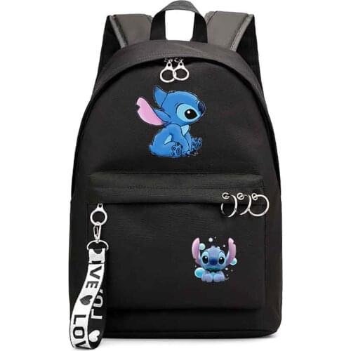 Disney Printed Schoolbag Interstellar Baby Stitch Stitch Printed Pattern Casual College Style Girls Ribbon Backpack Student Bag