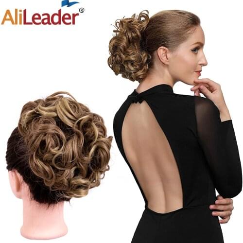 Alileader Messy Bun Scrunchie Chignon Synthetic Chignon With Rubber Band 40Color Stretch Large Bun Chignon With Clip To Attach