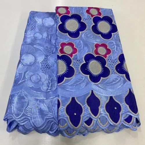 Cream Color African Mesh Lace Fabric 100% Cotton Punch Embroidered 2021 High Quality French Net Lace Fabric 5-7Yards/Lot A1255