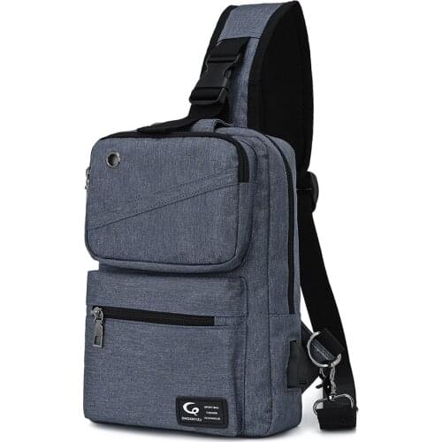 Fashion Mens Shoulder Bag USB Charge Chest Bags Waterproof Anti-thief Male Travel Crossbody Bag Sling Pack For Short Trip