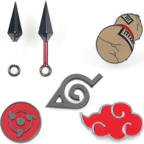 Japan Anime Cosplay Akatsuki Organization Enamel Brooches red cloud metal Lapel Pins Backpack Bags Badge Collection Jewelry