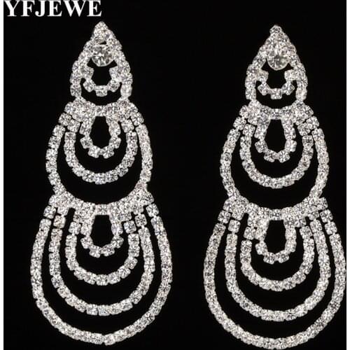 YFJEWE Top Quality Bridal Gold Rhinestone Crystal Earings Wedding Party Dangle Drop Earrings Jewelry E423
