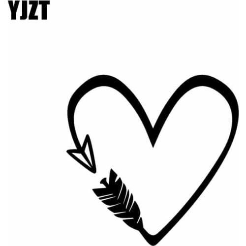 YJZT 12CM*12CM Arrow Heart Vinyl Decal Personality Car Sticker Black Silver C10-02180