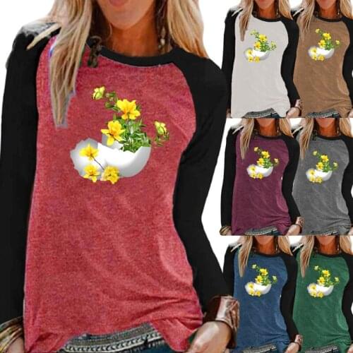 Autumn and winter women clothing long sleeve round neck pullover plus size loose casual shirt fashion printing graphic tees