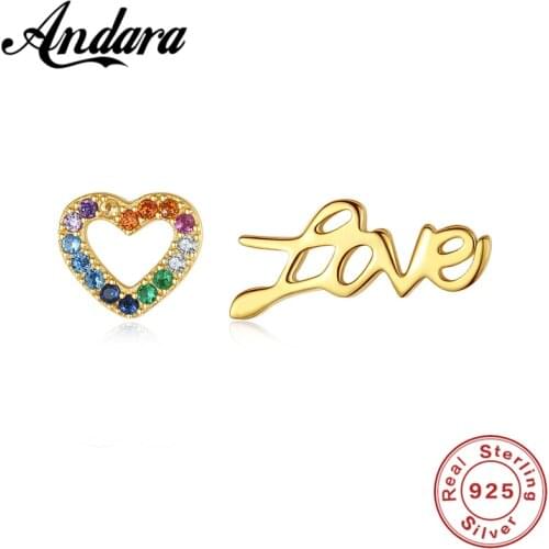 New 925 Sterling Silver Earrings Hollow Heart Letter Earrings 18K Gold Color Zircon Earrings For Women Charm Jewelry Gifts