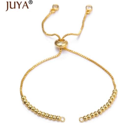 Gold Rose Gold Black Color Copper Beads Slider Adjustable Chains For Bracelets Jewelry Making DIY Accessories Findings