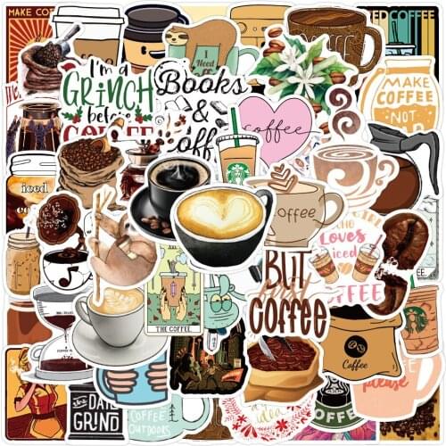 10/30/50PCS Retro Cute Cartoon Coffee Drinks Stickers Stickers Waterproof notebook Luggage Suitcase Graffiti DIY Sticker kid