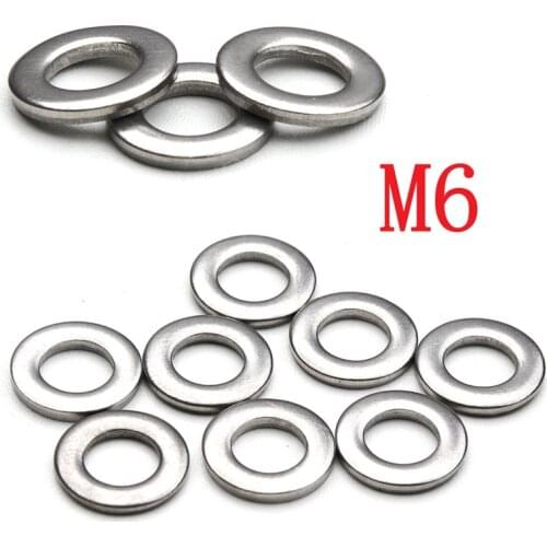 50PCS/Set M6 Stainless Steel Durable Flat Spring Washers Lock Gaskets Fasteners Kit for Truck Vehicle Car Accessories