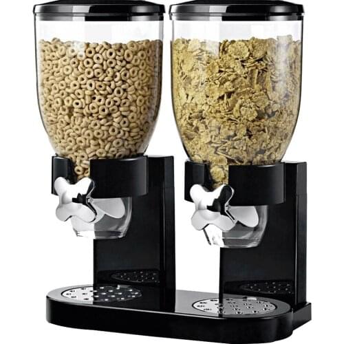 5L Double Barrel Cereal Dispenser Dry Food Storage Container Canister Machine Dispenser Cereal Storage Kitchen Supplies