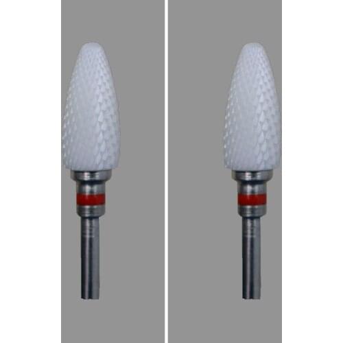 6 Pcs- White Zirconia Ceramic Dental Lab Burs - Bullet Shape -Cross cut (4701.060)