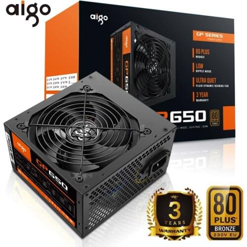 Aigo 650W PC Power Supply 80PLUS PSU Certified Active PFC Power Supply PC Silent Fan Power Supply For Intel AMD Computer Gaming