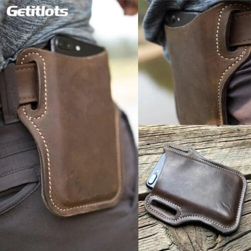 2021 New Men Cellphone Loop Holster Case Belt Small Waist Bag Props PU Leather Purse Phone Wallet Bag High Quality Pack forWomen
