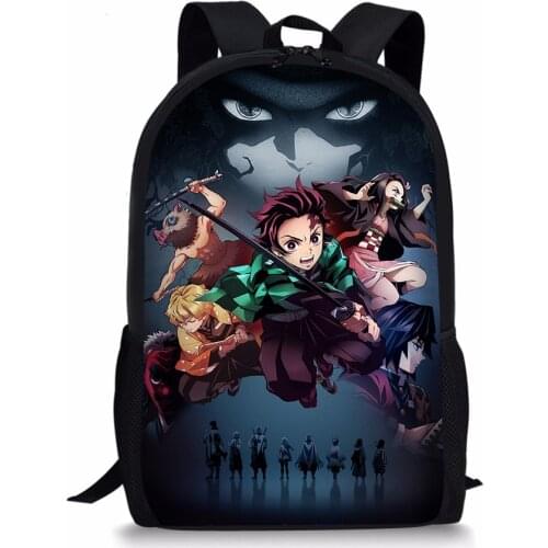HALYUNASC Childrens School Backpack Demo-Slayer-Kimetsu-no-Yaib-Pattern Kids Backpack Cartoon Toddler Students School Book Bag