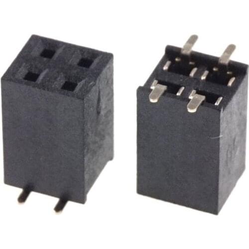 1000pcs 2.54mm 2x2 4P Female Header Dual Row Pin Header SMT Plastic height 8.5mm PCB Socket Headers