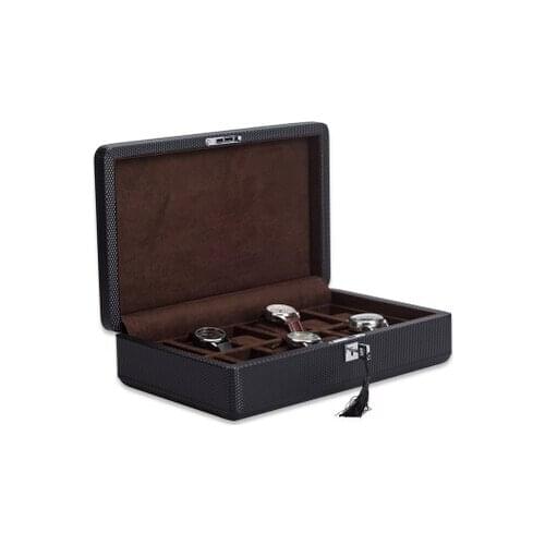 Fashion12-slot wood high quality PU leather men watch storage display box jewelry organizer box case container with key SBH011b