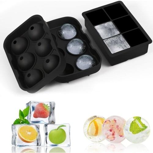2Layer 6 Cell Ice Ball Mold Camping Cooler Silicone Square Ice Ball Cube Trays Whiskey Maker Silicone Mold Camp Cooking Supplies