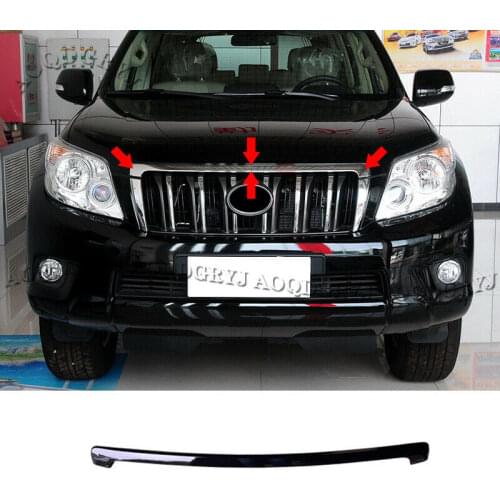 Glossy black front Hood Bonnet Grille Lip Cover Trim decor For TOYOTA PRADO FJ/LC150 2010-2013 Car Styling Accessories