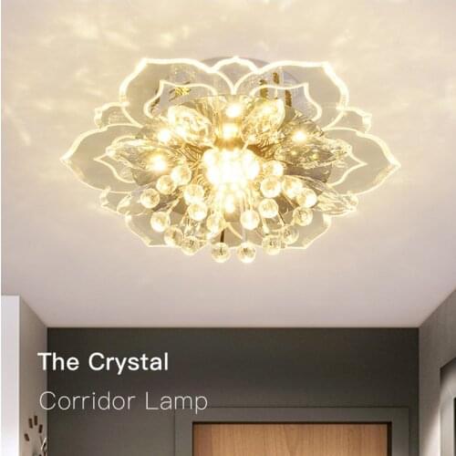 Crystal Flower Led Ceiling Lighting Porch Light for Foyer Hallways Creative Decoration Fixture Living Room Luxury Iluminaria