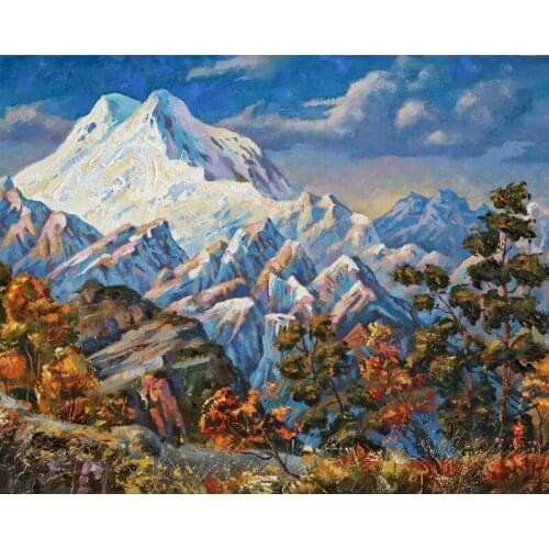 GATYZTORY Autumn Peak Landscape Diy Oil Painting Modern Wall Art Picture Handmade Oil Canvas Painting For Wall Art Picture