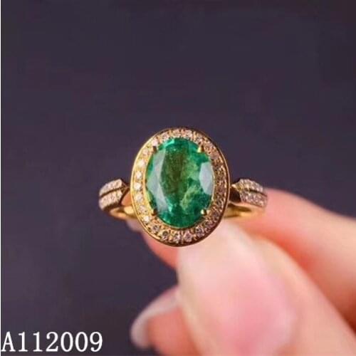 KJJEAXCMY fine jewelry 925 sterling silver inlaid natural emerald ring new female lovely gemstone ring elegant support test