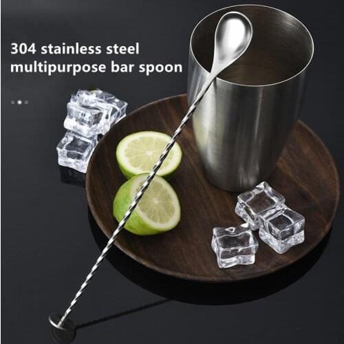 High Quality Stainless Steel Cocktail Bar Spiral Pattern Drink Shaker Muddler Stirrer Twisted Mixing Spoon Kitchen Bar Supplies