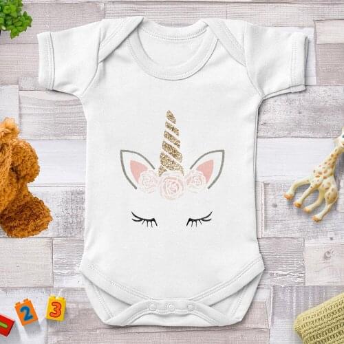 Cute Baby Girls Bodysuit Sweet Style Unicorn Cartoon Clothes Summer Casual Breathable Newborn Romper Kawaii Harajuku Plus Size