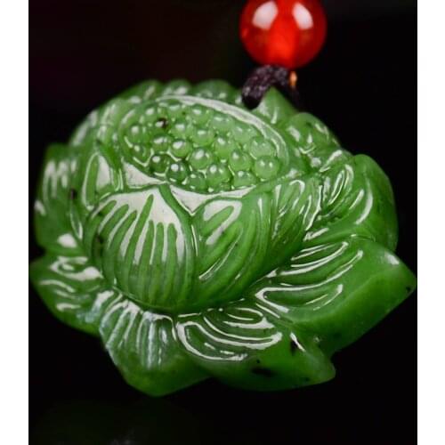 Natural lotus green jade pendant handcarved jade pendants natural jade stone jadeite jade necklace jade jewelry