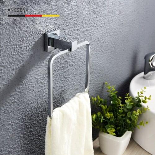 Square Towel Rings Towel bar brass wall mounted Towel Rack Hand Towel Ring kitchen Bathroom Accessories