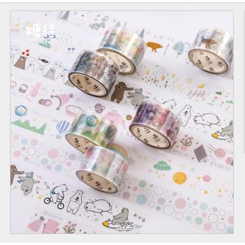 25mm Sweet travel Journey winter forest plants white bear warm winter wild flowers PET washi tape DIY planner diary masking tape
