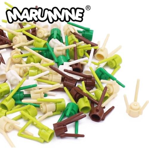 Marumine 100PCS Stalk Build Block Compatible 3741 City Building Grass Flower Classic Bricks Construction Educational Toys