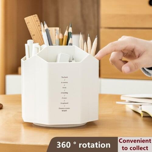360 Degree Rotating Pen Multifunction Holder Creative Large Capacity Desktop Storage Box Pencil Organizer School Stationery