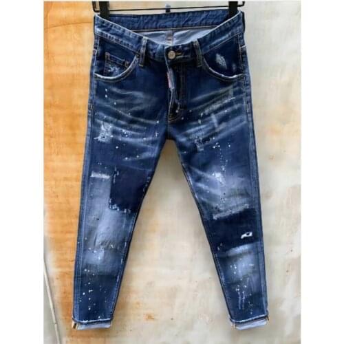 Jeans Pants Design Cool Top Jeans Men Slim Jeans Denim Trousers Blue Hole Pants Jeans For Men 9116