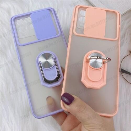 Magnetic Ring Holder Stand Shockproof Case for OPPO Realme 8 Pro Matte Back Cover For Realme 8 Slide Camera Lens Protection Case
