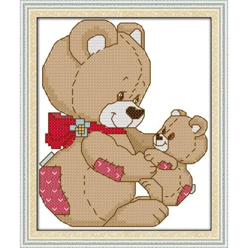 Little bear mother and son cross stitch kit 14ct 11ct print canvas stitches embroidery DIY handmade needlework plus