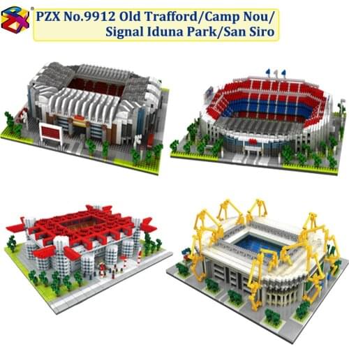 PZX Atomic World Famous Architecture Model Set Old Trafford Camp Nou Signal Iduna Park San Siro Micro Mini Blocks Football Field