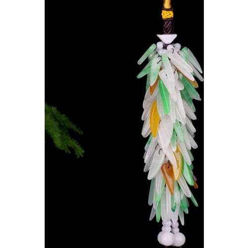 Natural Tricolor Emerald Pepper Car Hanging Pendant Ornament Jewellery Fashion Accessories Diy Hand-carved Lucky Amulet NEW