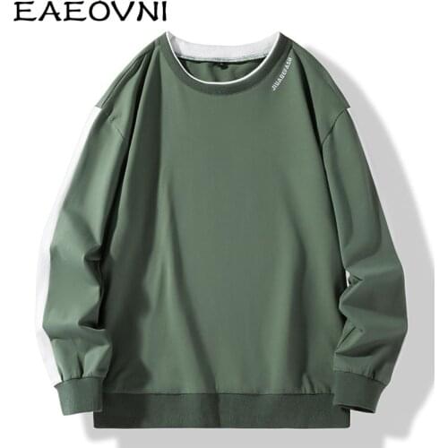 EAEOVNI 2021 New Mens Sweatshirt Crewneck Long Sleeve Hoodie Sweatshirts Men Solid Harajuku Sweatshirt Man Pullover Streetwear