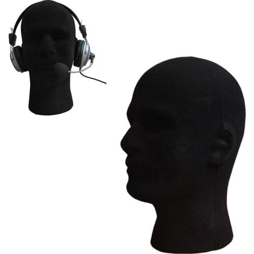 New Male Black Polystyrene Styrofoam Foam Head Model Stand Wig Hair Hat Headset Mannequin Head Display Stand Rack